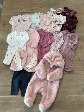 Baby Girls Pink Plush Bear One-Piece + Mixed Sleepwear Set